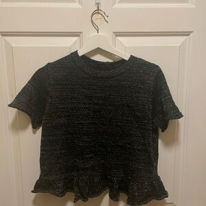 Black Shimmer Short Sleeve Top